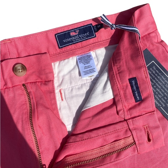 2 Pairs NWT Vineyard Vines 9” Stretch Breaker Short Size 33 - Pink & Stone Beige - Picture 9 of 10